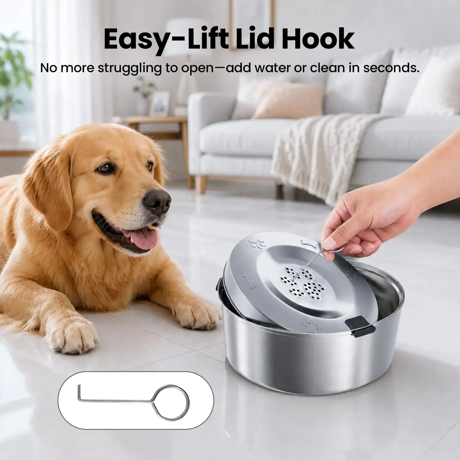 3L Stainless-Steel Slow-Drinking Dog Water Bowl detail 6