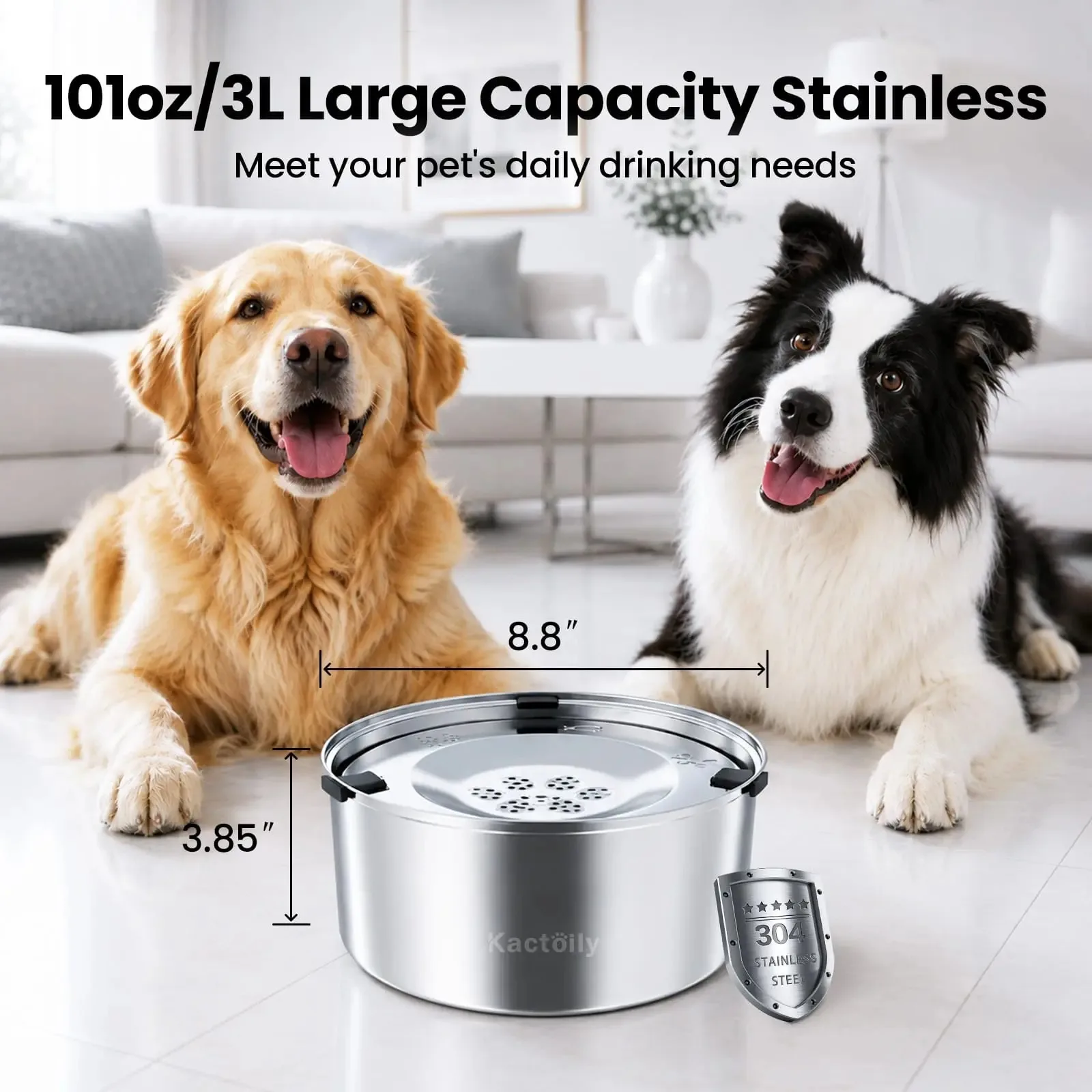 3L Stainless-Steel Slow-Drinking Dog Water Bowl detail 2
