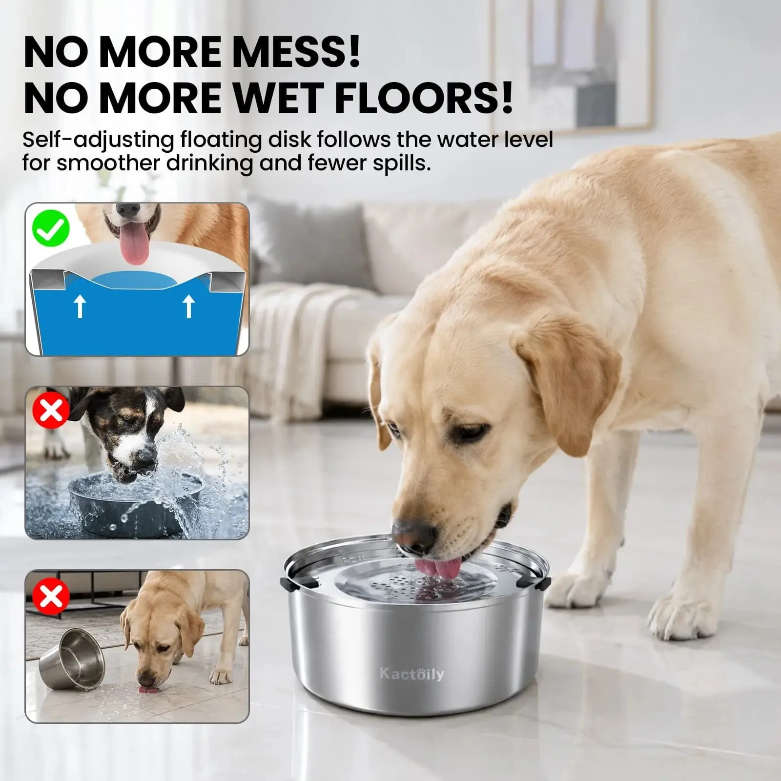 3L Stainless-Steel Slow-Drinking Dog Water Bowl detail 5