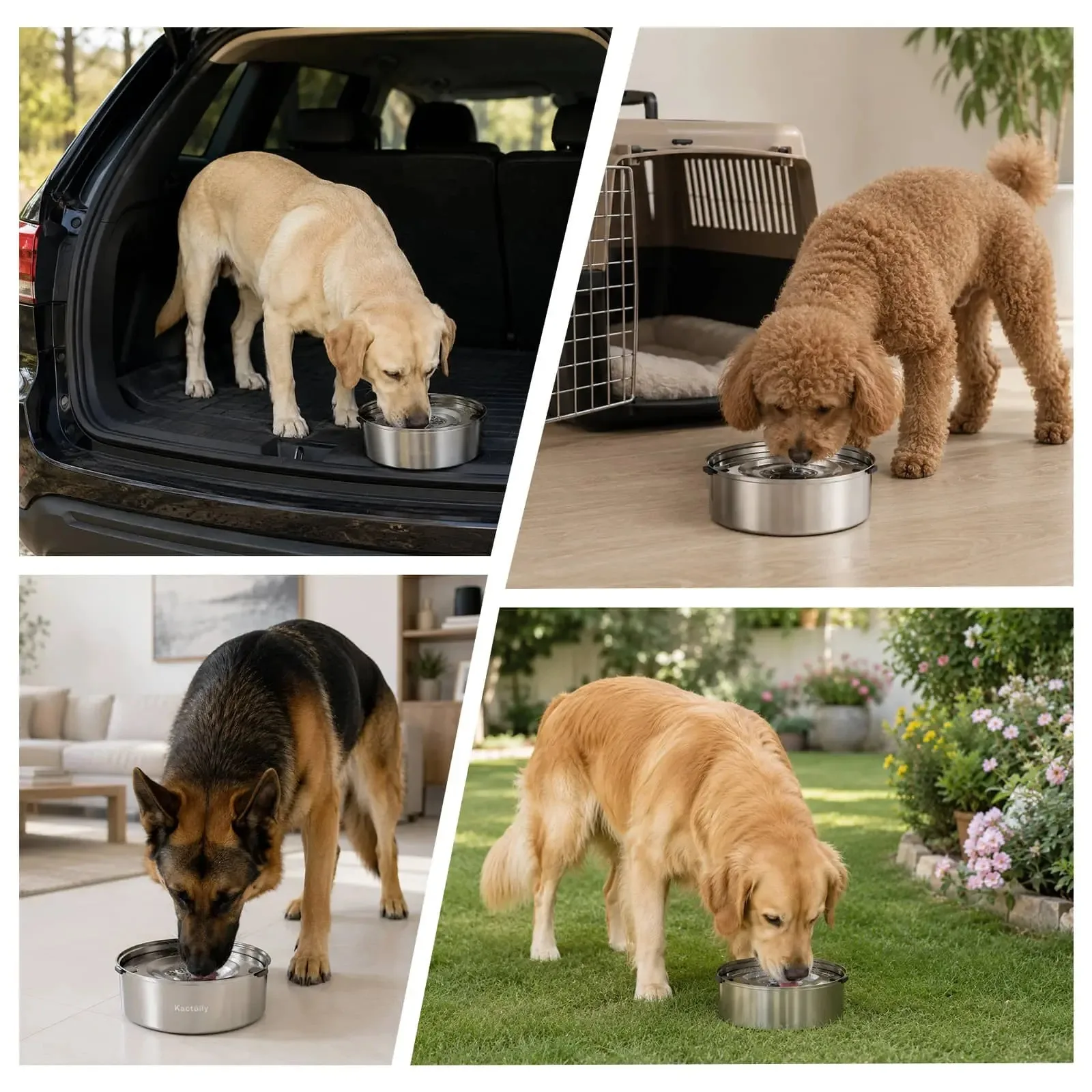 3L Stainless-Steel Slow-Drinking Dog Water Bowl