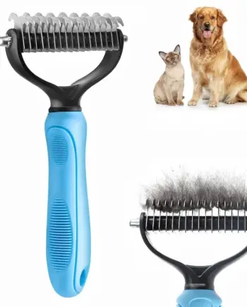 Two-sided stainless-steel dog undercoat rake