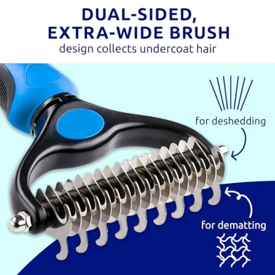 Double-sided stainless-steel and silicone dog brush view 4