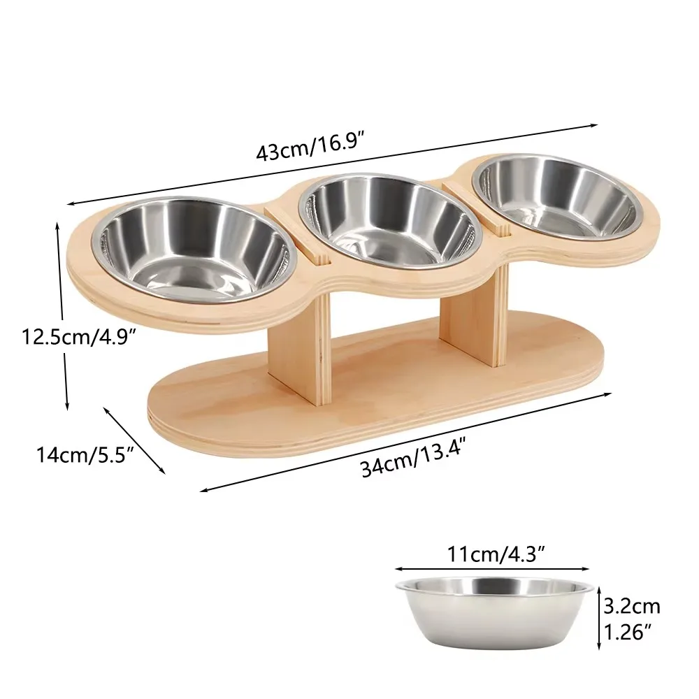 Three-Bowl Bamboo Dog Feeding Station view 7