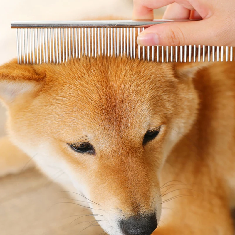 Stainless-steel long-coat dog comb view 2