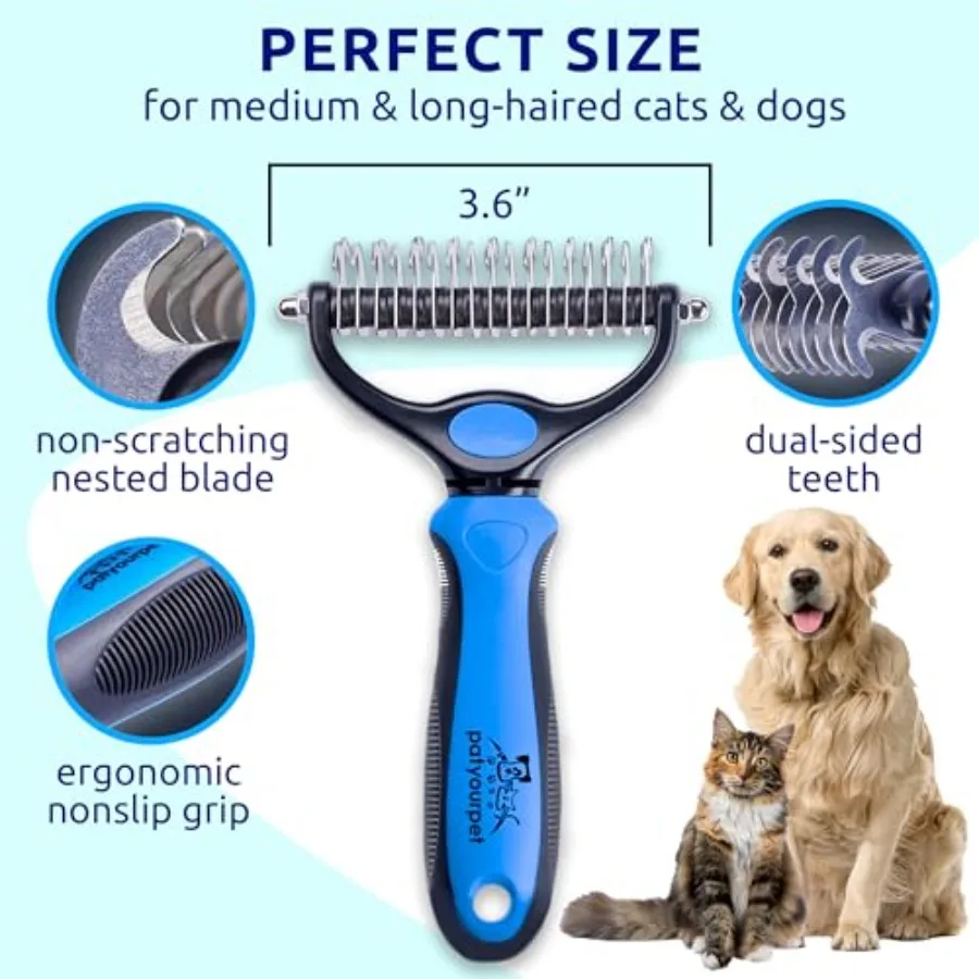 Double-sided stainless-steel and silicone dog brush view 6