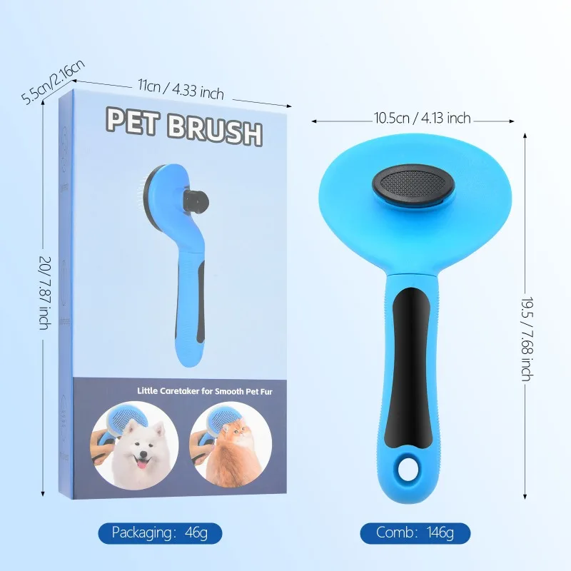 Wood-handled steel-pin dog grooming brush set view 5