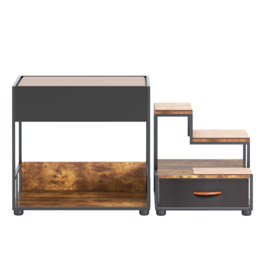Wood-composite dog bunk bed with steps and storage view 4
