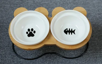 Double Ceramic Dog Bowl Set view 12