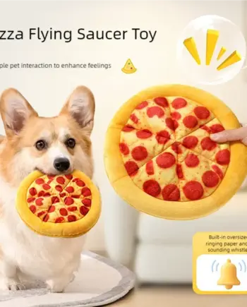 Plush Pizza Squeaker Dog Toy — view 1