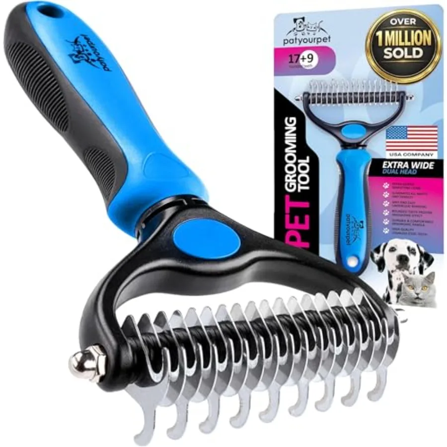Double-sided stainless-steel and silicone dog brush