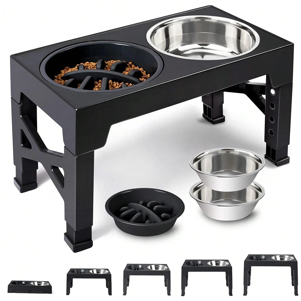 Adjustable Stainless-Steel Dog Feeding Station