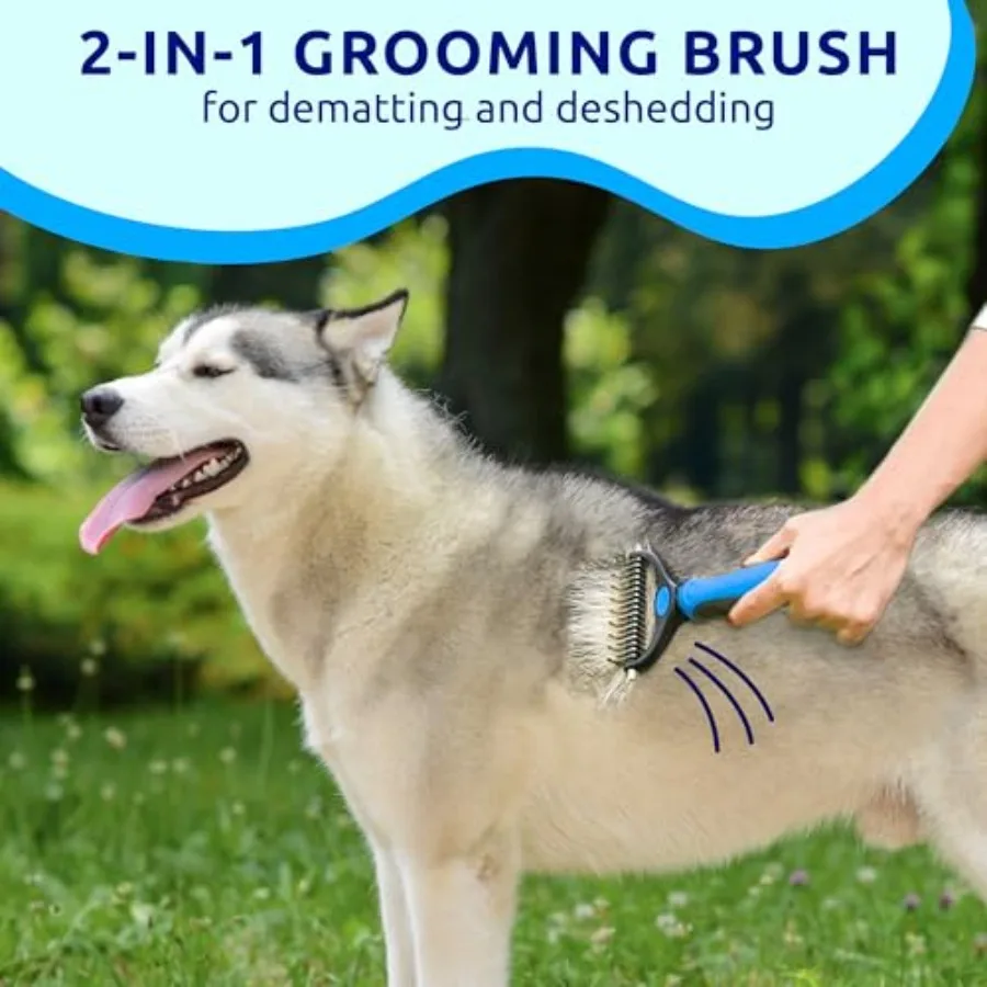 Double-sided stainless-steel and silicone dog brush view 3