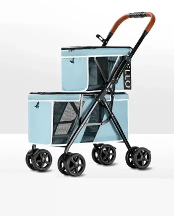 Two-level foldable metal dog stroller