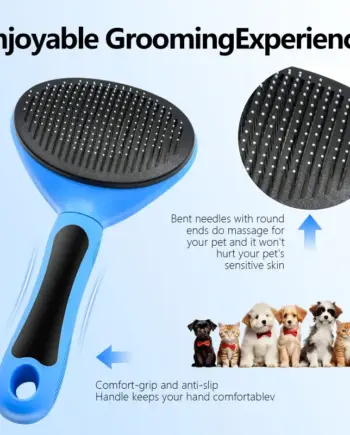 Wood-handled steel-pin dog grooming brush set