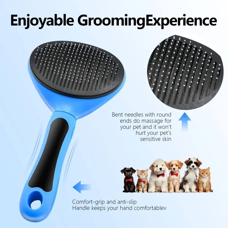 Wood-handled steel-pin dog grooming brush set