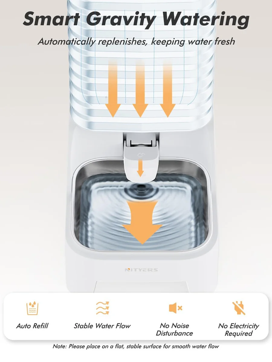 6L gravity dog water dispenser with stainless-steel tray view 6