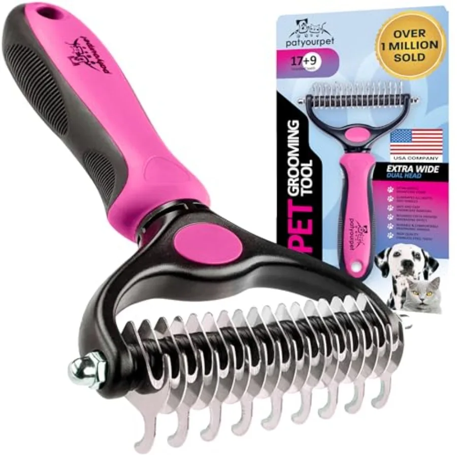 Double-sided stainless-steel and silicone dog brush view 7