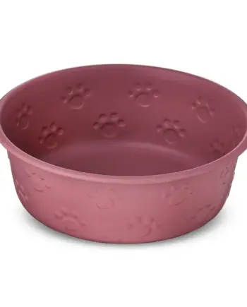 Pink-Paw Stainless-Steel Dog Bowl