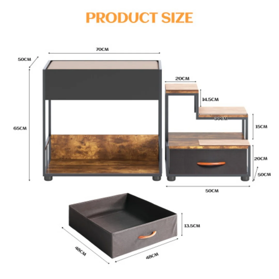 Wood-composite dog bunk bed with steps and storage view 3
