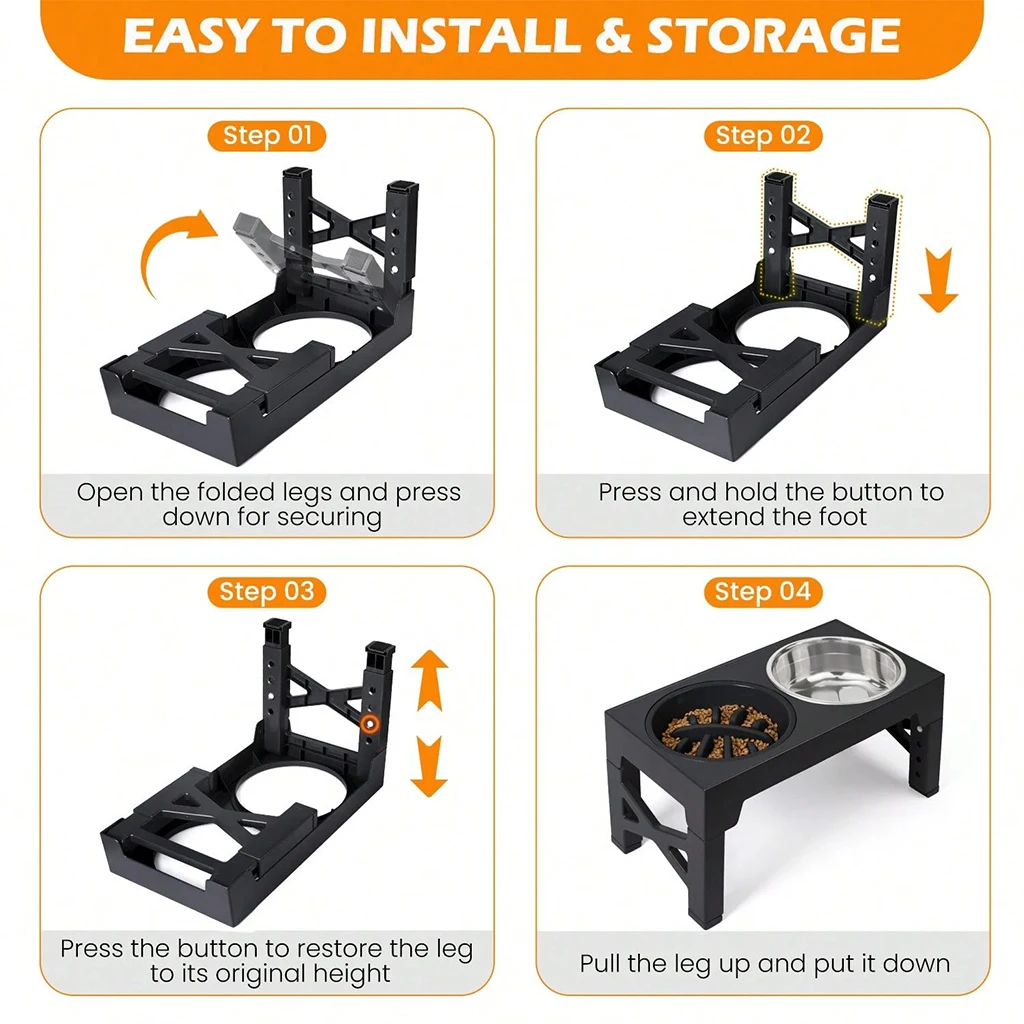 Adjustable Stainless-Steel Dog Feeding Station detail 5