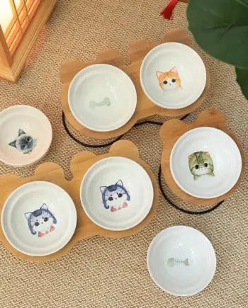 Double Ceramic Dog Bowl Set